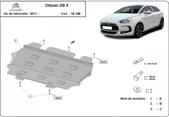 Motor, Versnellingsbak en Radiator Beschermplaat voor Citroen DS5