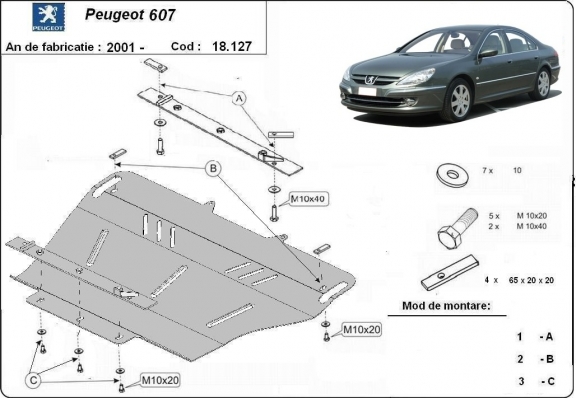 Motor en Versnellingsbak Beschermplaat voor Peugeot 607