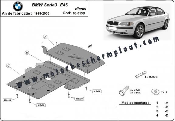 Motor Beschermplaat voor BMW Seria 3 E46 - Diesel