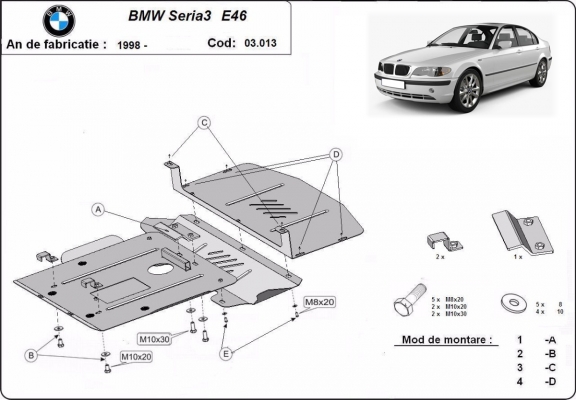Motor Beschermplaat voor BMW Seria 3 - benzine