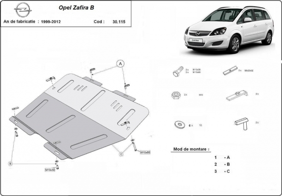 Motor, Versnellingsbak en Radiator Beschermplaat voor Opel Zafira B