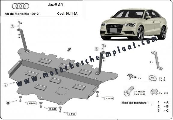 Motor, Versnellingsbak en Radiator Beschermplaat voor Audi A3 (8V) - automatische versnellingsbak