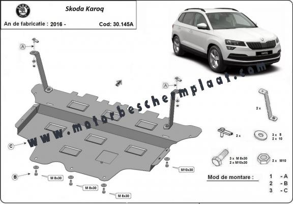 Motor, Versnellingsbak en Radiator Beschermplaat voor Skoda Karoq - automatische versnellingsbak