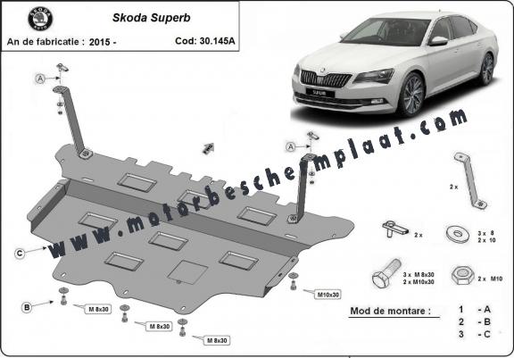 Motor, Versnellingsbak en Radiator Beschermplaat voor Skoda Superb - automatische versnellingsbak