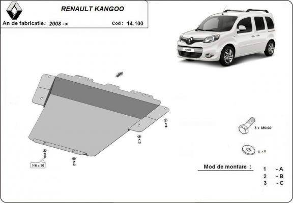 Motor en Versnellingsbak Beschermplaat voor Renault Kangoo
