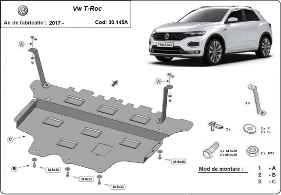 Motor, Versnellingsbak en Radiator Beschermplaat voor Volkswagen T-Roc - automatische versnellingsbak