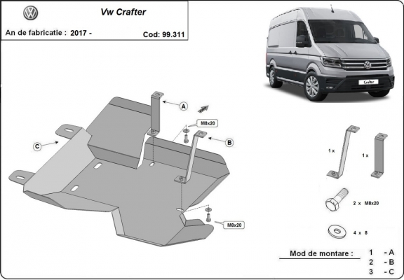 AdBlue tank Beschermplaat voor Volkswagen Crafter / 18 L