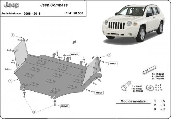 Motor Beschermplaat voor Jeep Compass