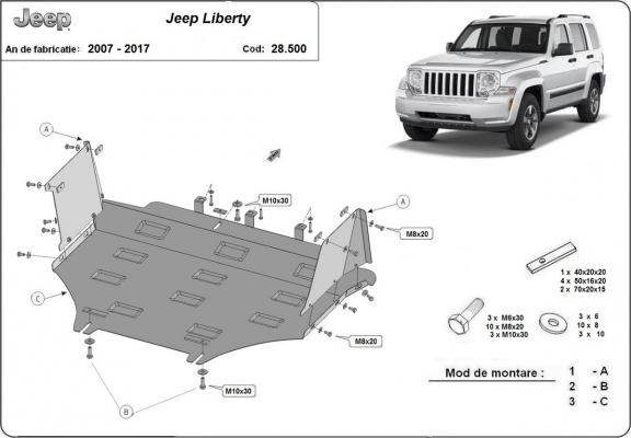 Motor Beschermplaat voor Jeep Liberty