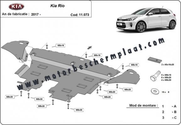 Motor en Versnellingsbak Beschermplaat voor Kia Rio 4