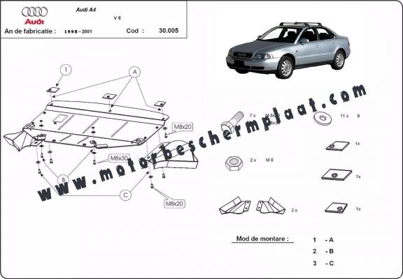 Motor en Radiator Beschermplaat voor Audi A4  B5
