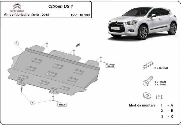 Motor en Versnellingsbak Beschermplaat voor Citroen DS4
