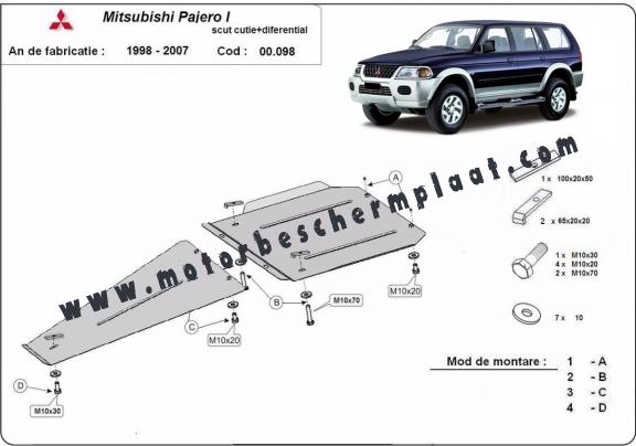 Versnellingsbak en Differentieel Beschermplaat voor Mitsubishi Pajero Sport 1