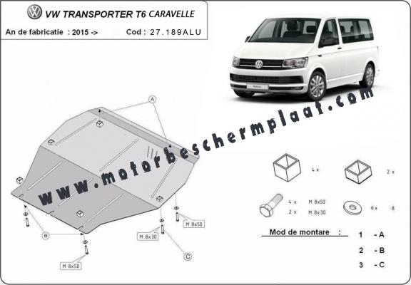 Motor, Versnellingsbak en Radiator Beschermplaat voor Volkswagen Transporter T6 Caravelle - aluminium