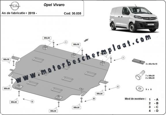 Motor, Versnellingsbak en Radiator Beschermplaat voor Opel Vivaro