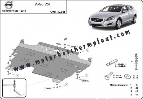 Motor, Versnellingsbak en Radiator Beschermplaat voor Volvo V60