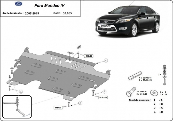 Motor, Versnellingsbak en Radiator Beschermplaat voor Ford Mondeo 4