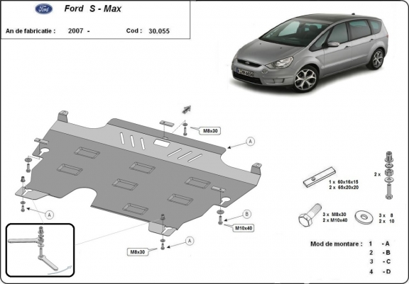 Motor, Versnellingsbak en Radiator Beschermplaat voor Ford S-Max