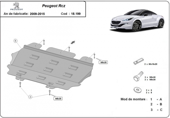 Motor, Versnellingsbak en Radiator Beschermplaat voor Peugeot Rcz