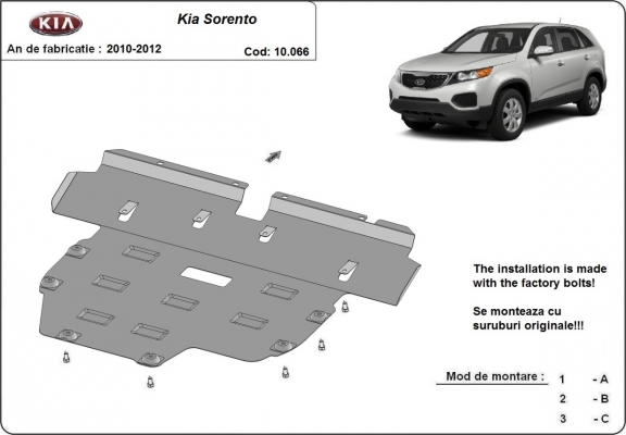 Motor en Versnellingsbak Beschermplaat voor Kia Sorento XM (Pre-facelift)