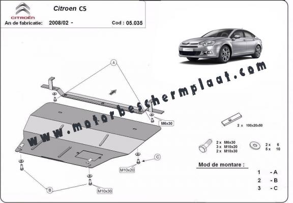 Motor en Versnellingsbak Beschermplaat voor citroen C5