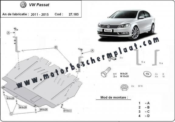 Motor, Versnellingsbak en Radiator Beschermplaat voor VW Passat B7
