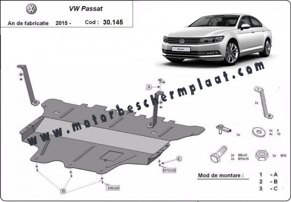 Motor, Versnellingsbak en Radiator Beschermplaat voor VW Passat B8 - handmatige versnellingen