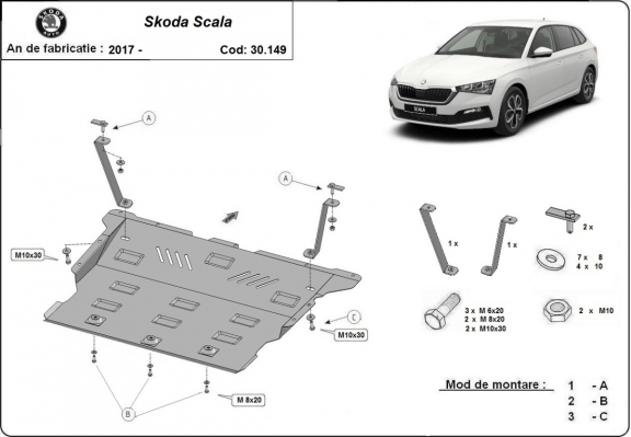 Motor en Versnellingsbak Beschermplaat voor Skoda Scala