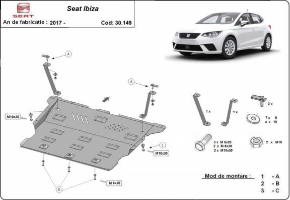Motor en Versnellingsbak Beschermplaat voor Seat Ibiza