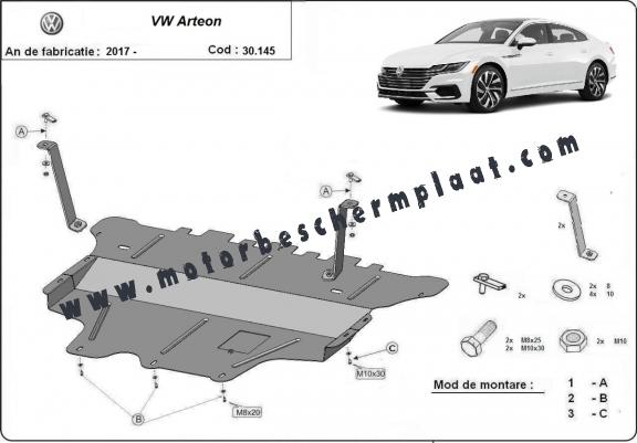 Motor, Versnellingsbak en Radiator Beschermplaat voor VW Arteon - handmatige versnellingen