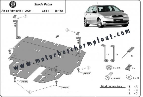 Motor, Versnellingsbak en Radiator Beschermplaat voor Skoda Fabia 1