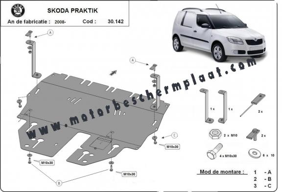 Motor en Versnellingsbak Beschermplaat voor Skoda Praktik