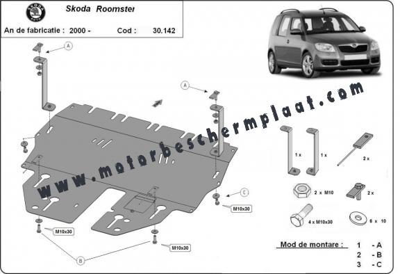 Motor en Versnellingsbak Beschermplaat voor Skoda Roomster