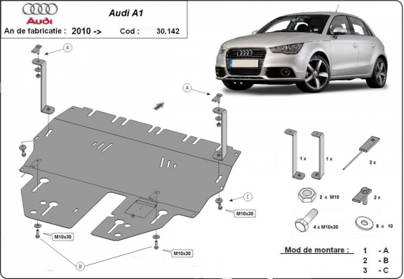 Motor en Versnellingsbak Beschermplaat voor Audi A1