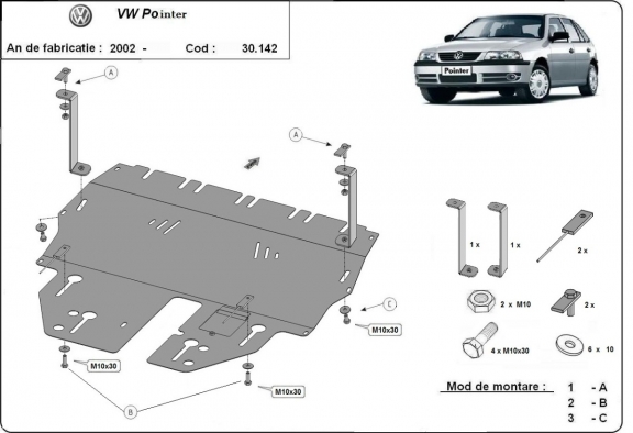 Motor en Versnellingsbak Beschermplaat voor Volkswagen Pointer