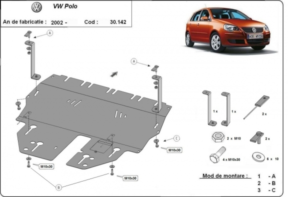 Motor en Versnellingsbak Beschermplaat voor VW Polo Petrol