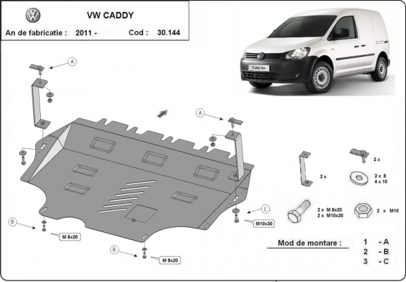 Motor en Versnellingsbak Beschermplaat voor VW Caddy