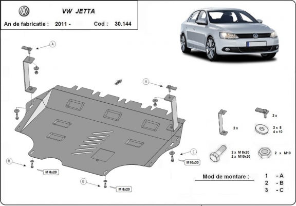 Motor en Versnellingsbak Beschermplaat voor Volkswagen VW Jetta