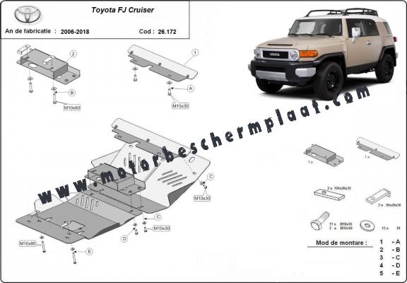 Motor en Versnellingsbak Beschermplaat voor Toyota Fj Cruiser