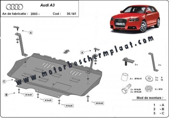 Motor, Versnellingsbak en Radiator Beschermplaat voor Audi A3