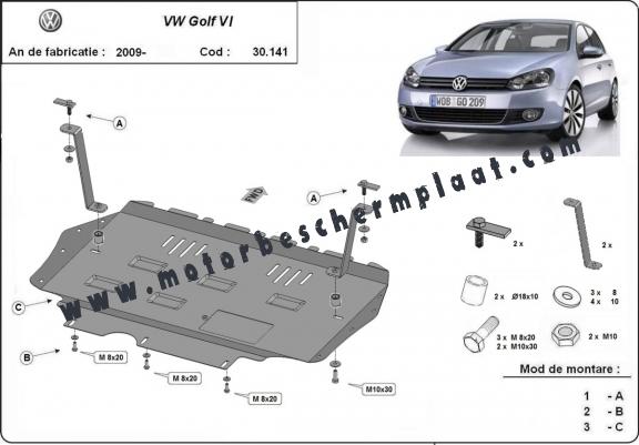 Motor, Versnellingsbak en Radiator Beschermplaat voor VW Golf 6