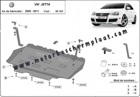 Motor, Versnellingsbak en Radiator Beschermplaat voor VW Jetta