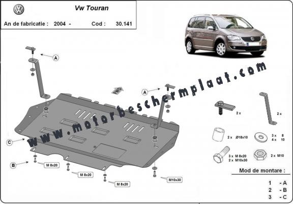 Motor, Versnellingsbak en Radiator Beschermplaat voor Volkswagen Touran