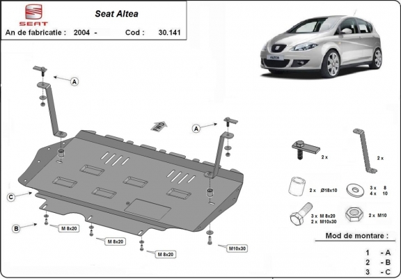 Motor, Versnellingsbak en Radiator Beschermplaat voor Seat Altea