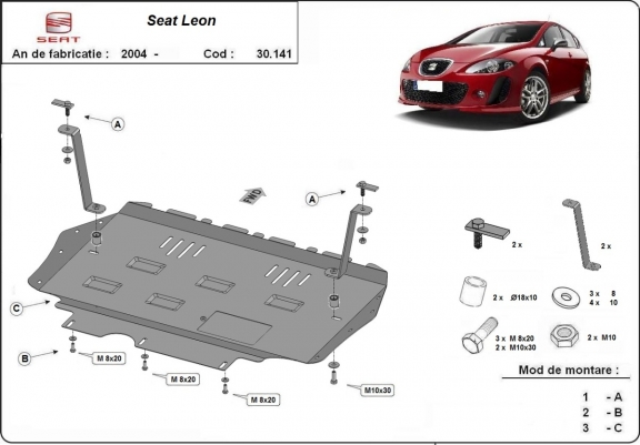 Motor, Versnellingsbak en Radiator Beschermplaat voor Seat Leon Mk2