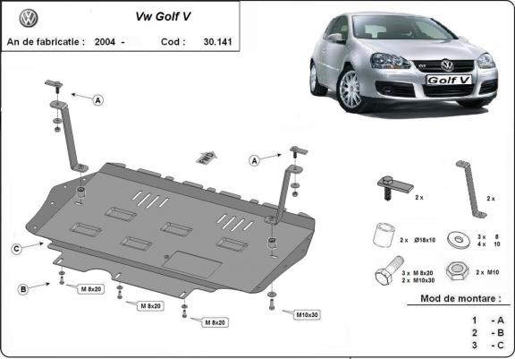 Motor, Versnellingsbak en Radiator Beschermplaat voor Vw golf mk5
