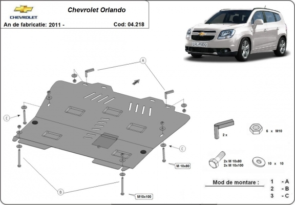 Motor, Versnellingsbak en Radiator Beschermplaat voor Chevrolet Orlando