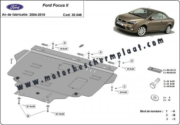 Motor, Versnellingsbak en Radiator Beschermplaat voor Ford Focus 2