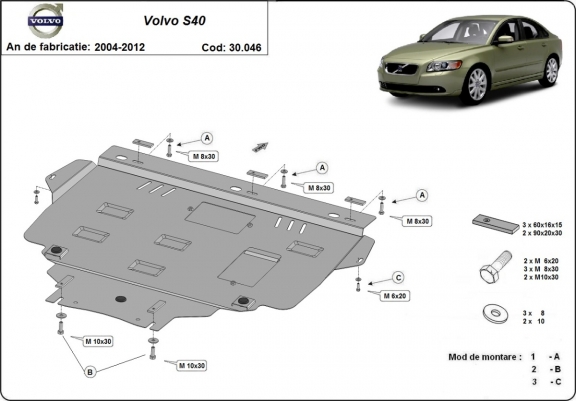 Motor, Versnellingsbak en Radiator Beschermplaat voor Volvo S40