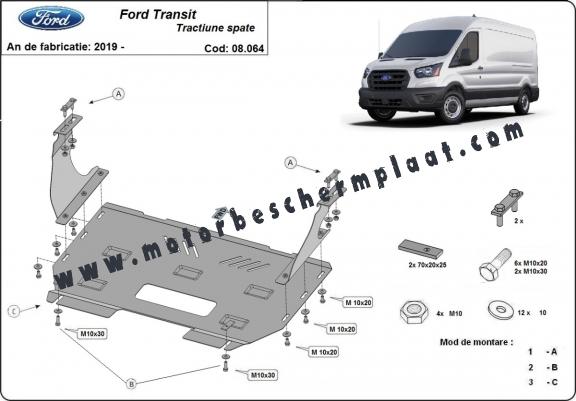 Motor, Versnellingsbak en Radiator Beschermplaat voor Ford Transit - RWD